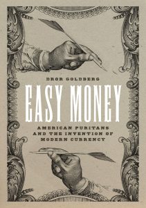 Grey scale book cover that mimics a US dollar bill and has white title text