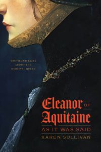 Book cover with black background and image of a woman's profile wearing a crown.