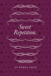 The cover of “Sweet Repetition,” which is dark purple and features small graphic images in a pattern.